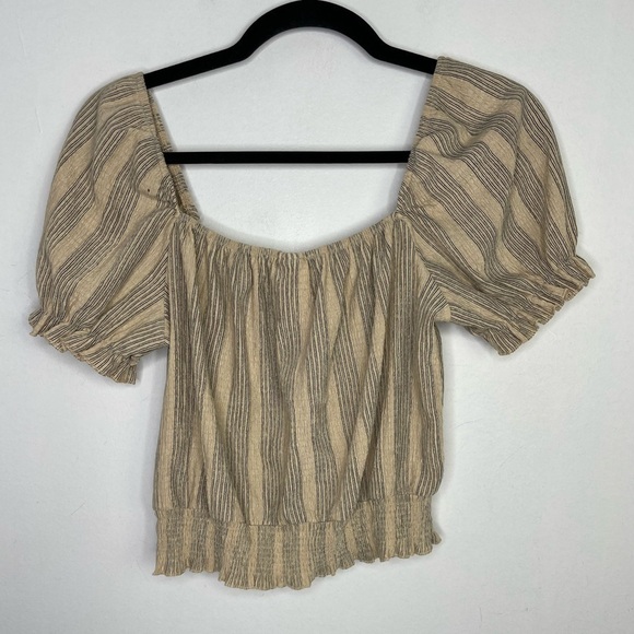 H&m neutral stripes cropped peasant top - Picture 7 of 7